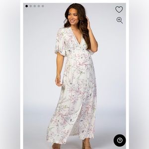 Ivory floral button down maxi maternity dress from pinkblush size small